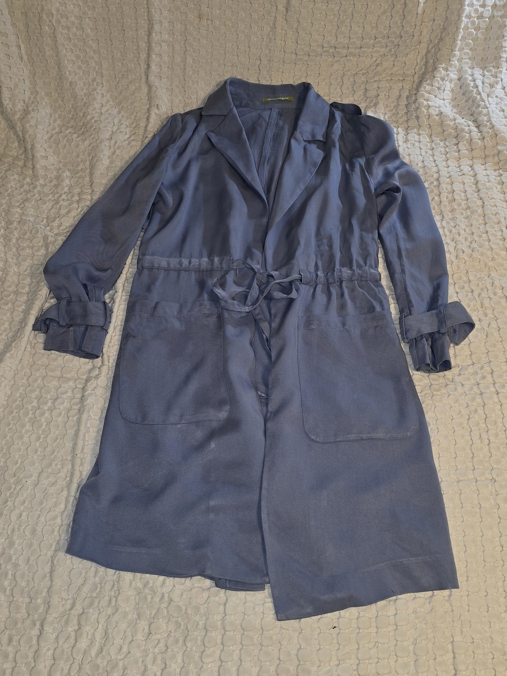 Gianni Bini Blue Lyocell Trench Duster Jacket Medium Quiet Luxury